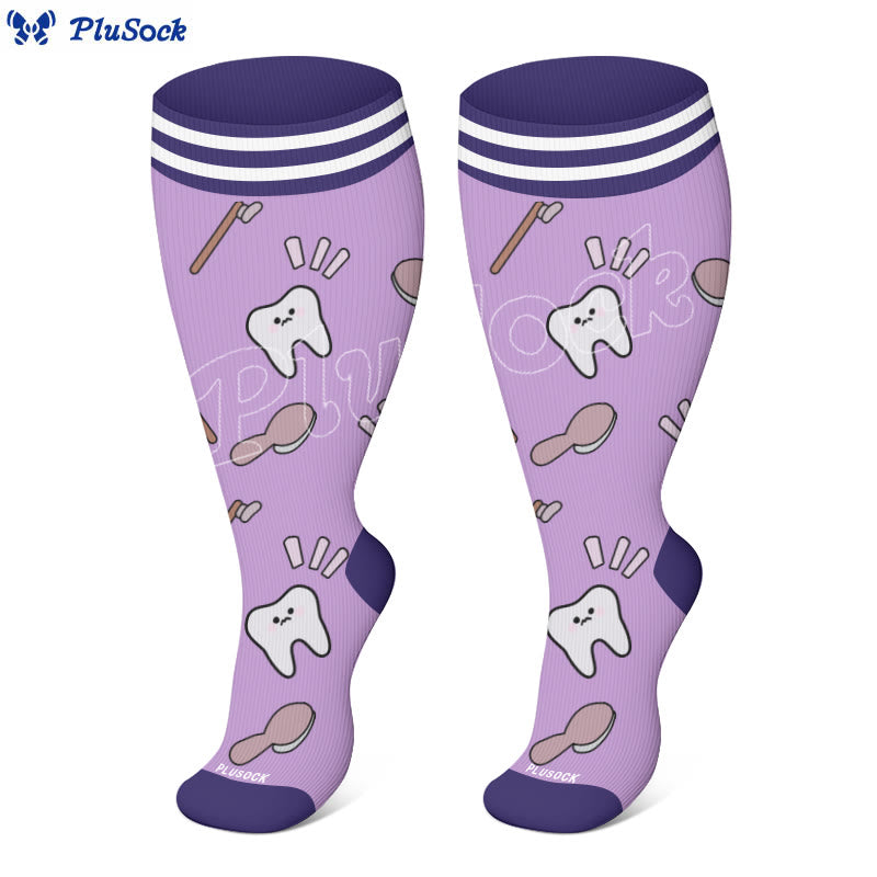 Plus Size Cartoon Teeth Compression Socks(3 Pairs)