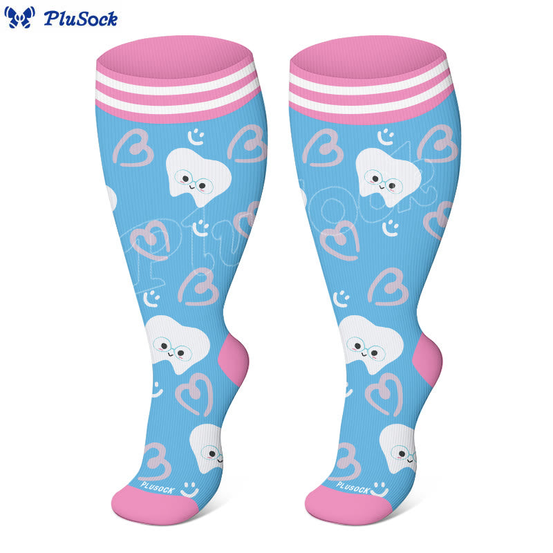 Plus Size Cartoon Teeth Compression Socks(3 Pairs)