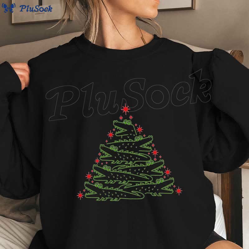 Plus Size Alligator Christmas Tree Sweatshirt