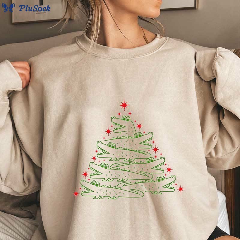 Plus Size Alligator Christmas Tree Sweatshirt