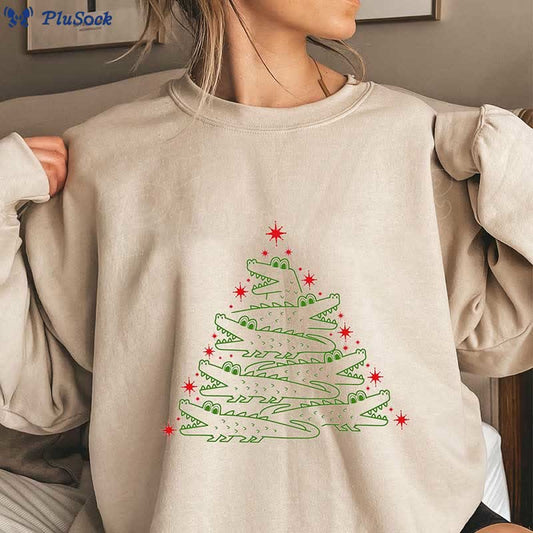 Plus Size Alligator Christmas Tree Sweatshirt