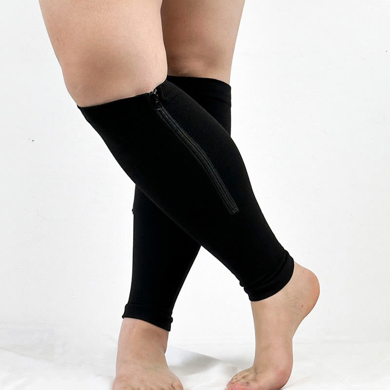 2XL-7XL Plus Size Wide Calf Zipper Compression Socks(2 Pairs)