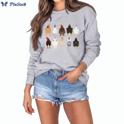 Plus Size Chick Print Sweatshirt