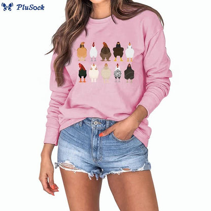 Plus Size Chick Print Sweatshirt