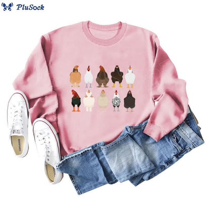 Plus Size Chick Print Sweatshirt