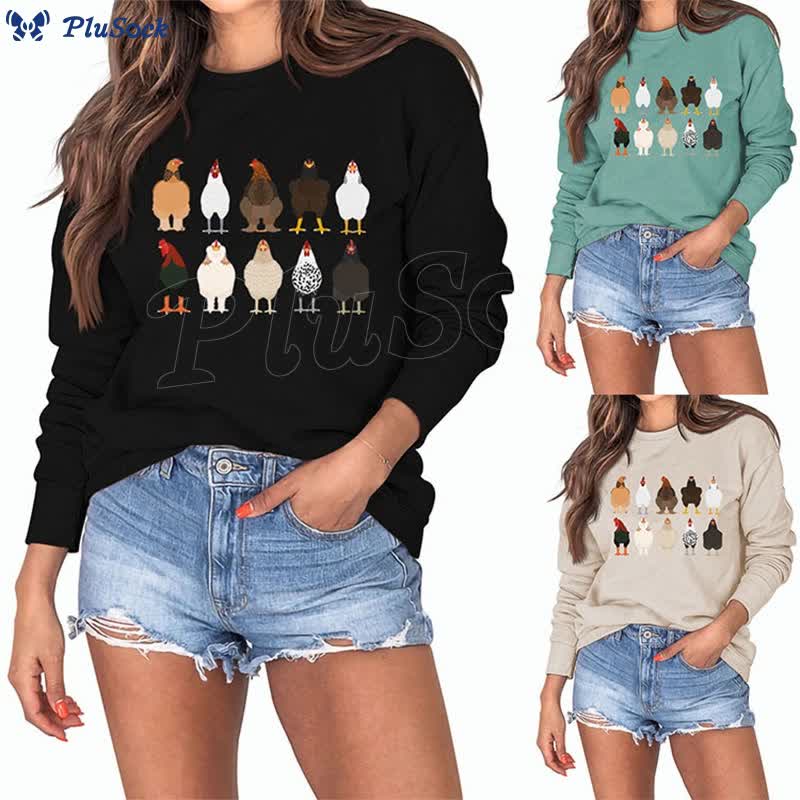 Plus Size Chick Print Sweatshirt