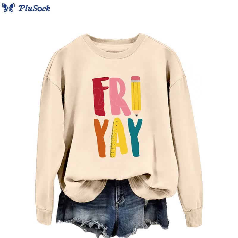 Plus Size Friday Pencil Print Sweatshirt