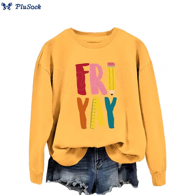 Plus Size Friday Pencil Print Sweatshirt