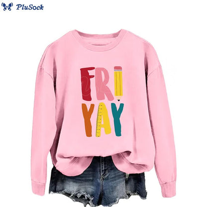 Plus Size Friday Pencil Print Sweatshirt