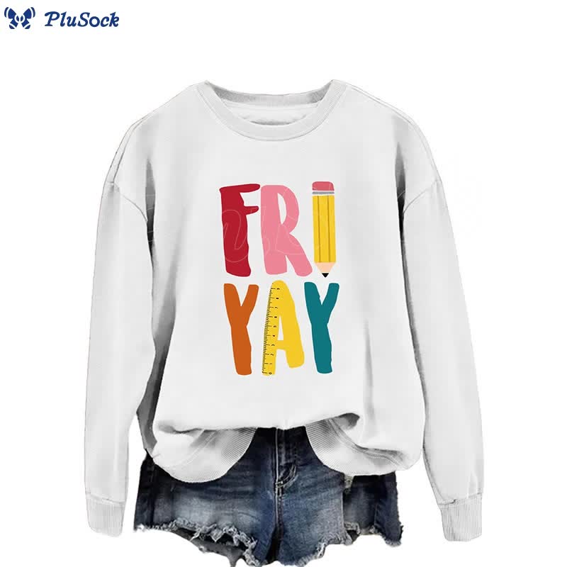 Plus Size Friday Pencil Print Sweatshirt