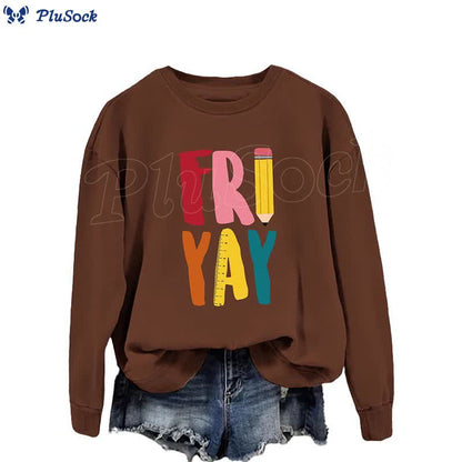 Plus Size Friday Pencil Print Sweatshirt