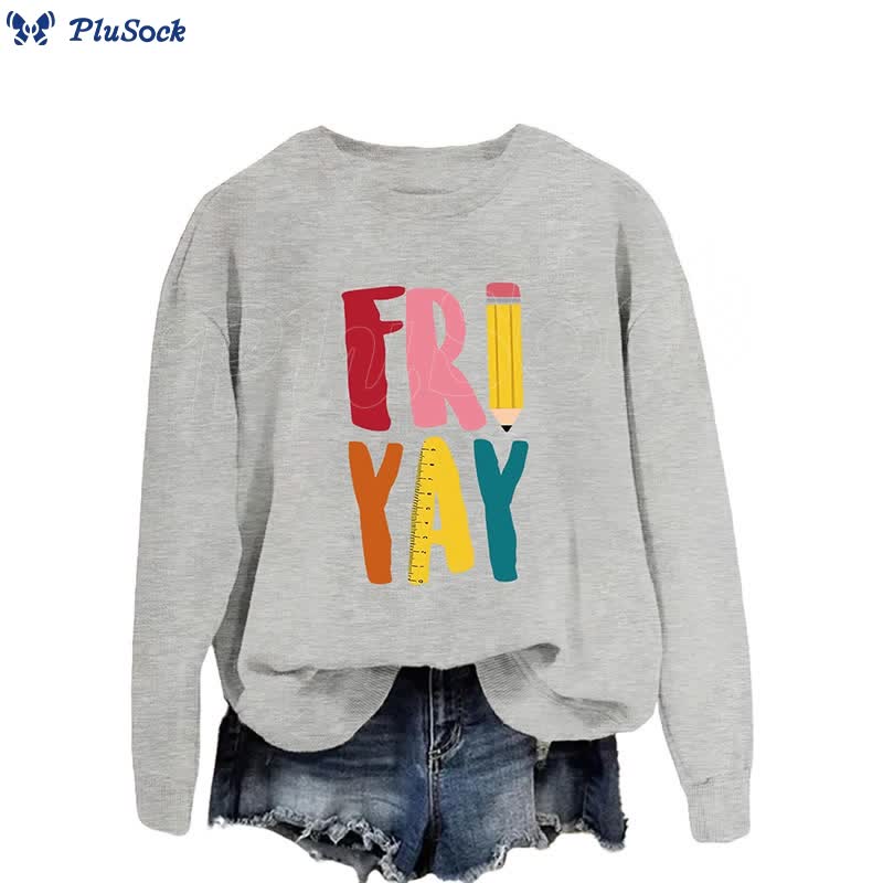 Plus Size Friday Pencil Print Sweatshirt