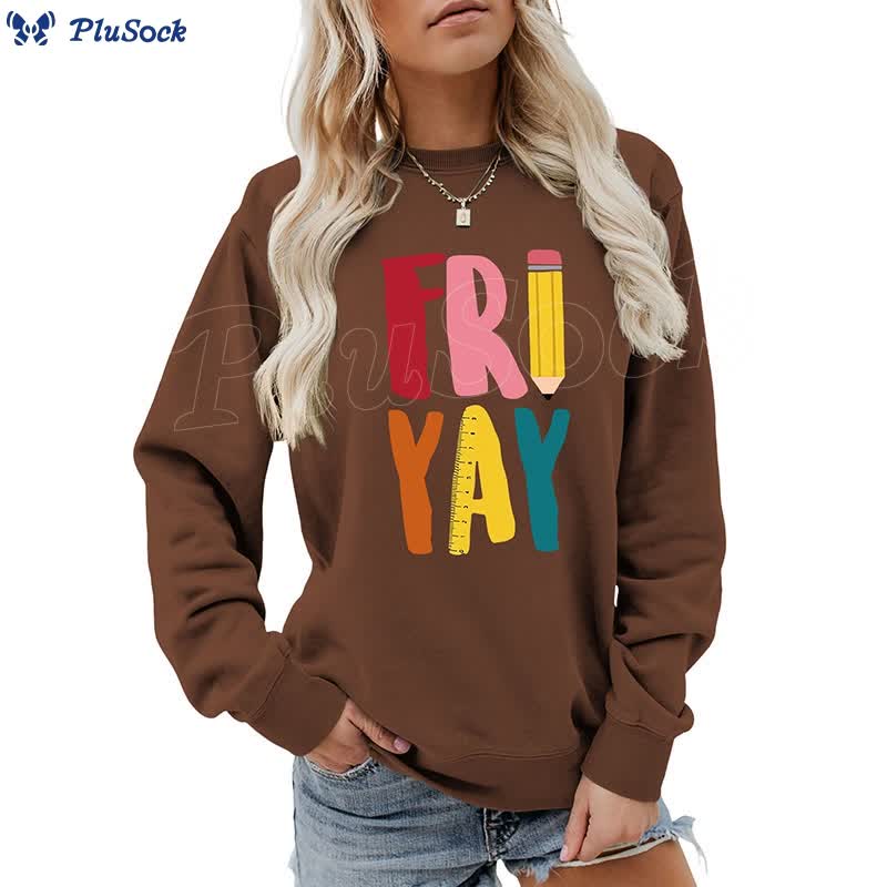 Plus Size Friday Pencil Print Sweatshirt