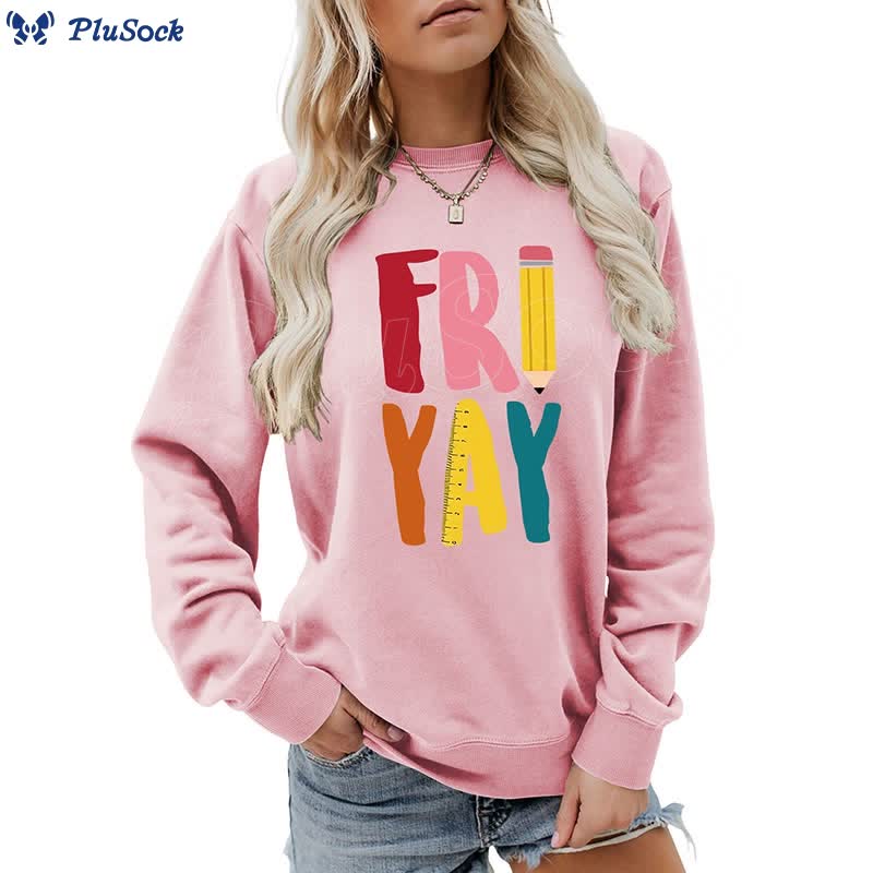 Plus Size Friday Pencil Print Sweatshirt