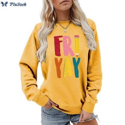 Plus Size Friday Pencil Print Sweatshirt