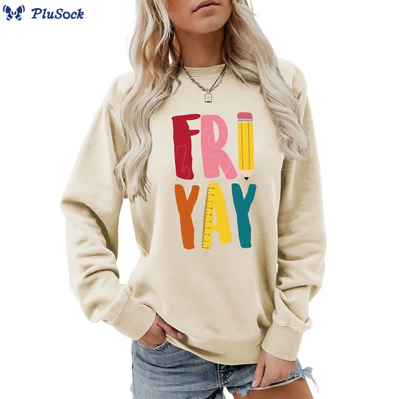 Plus Size Friday Pencil Print Sweatshirt