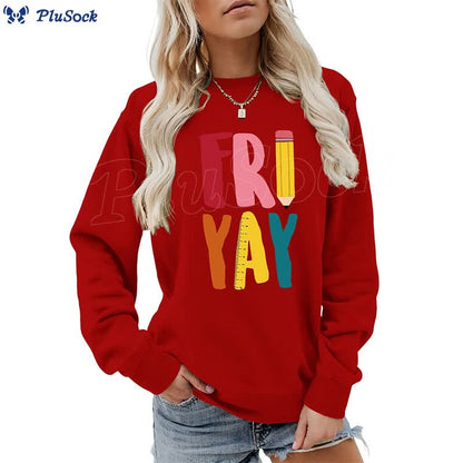 Plus Size Friday Pencil Print Sweatshirt