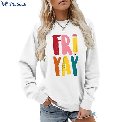 Plus Size Friday Pencil Print Sweatshirt