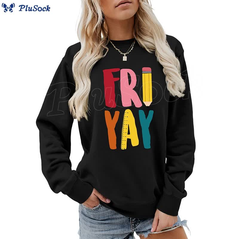 Plus Size Friday Pencil Print Sweatshirt