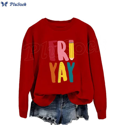 Plus Size Friday Pencil Print Sweatshirt