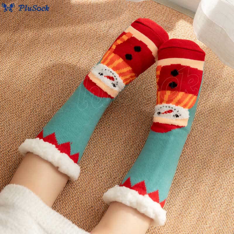 Plus Size Christmas Snowman Series Slipper Socks(2 Pairs)