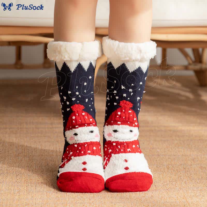 Plus Size Christmas Snowman Series Slipper Socks(2 Pairs)