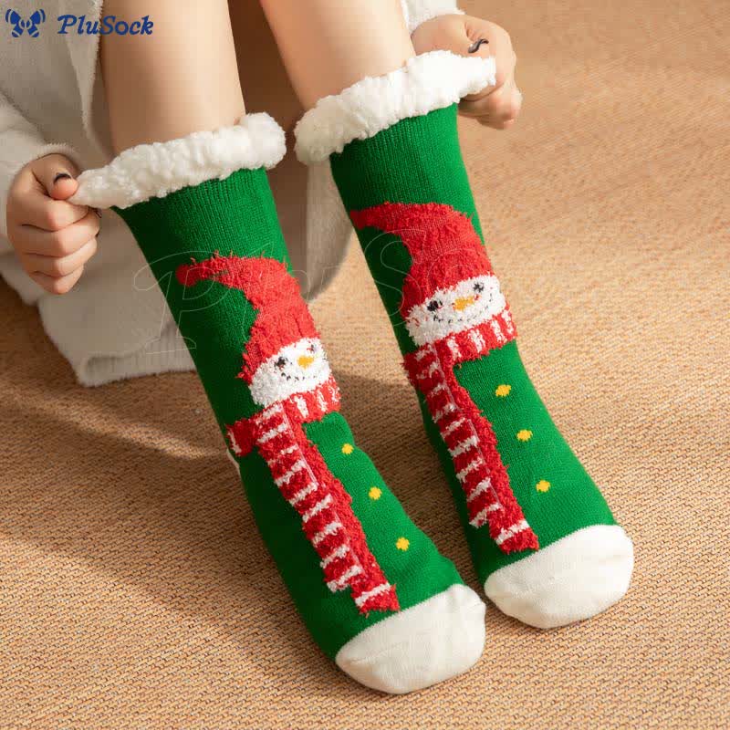 Plus Size Christmas Snowman Series Slipper Socks(2 Pairs)