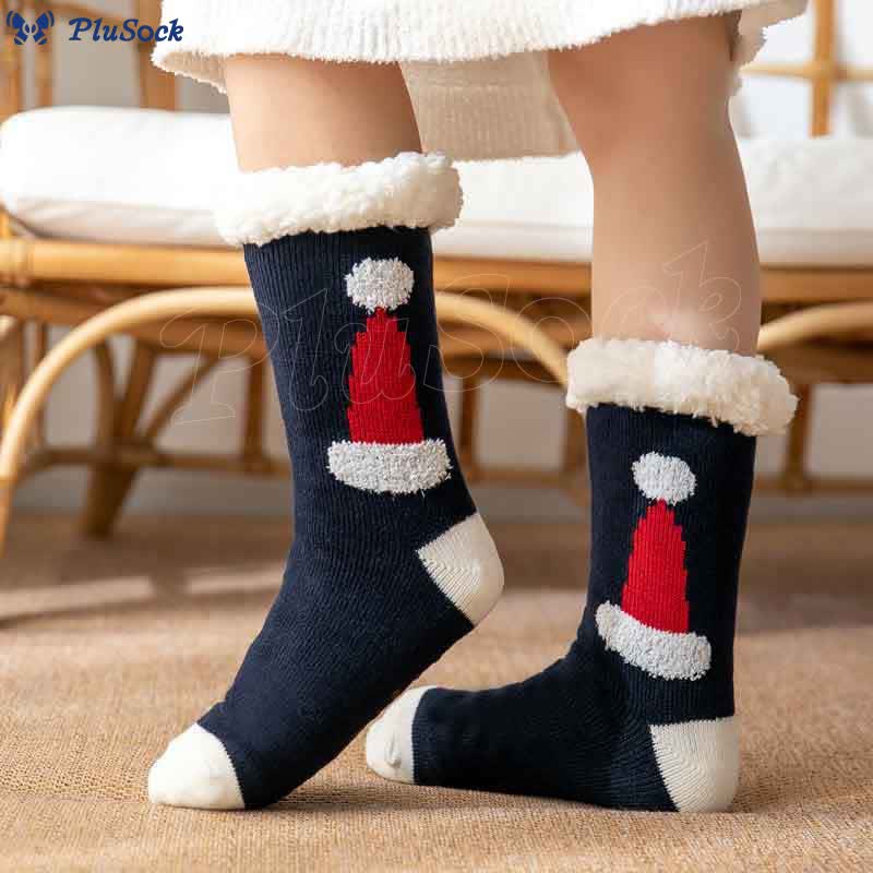 Plus Size Santa Hat Slipper Socks(2 Pairs)