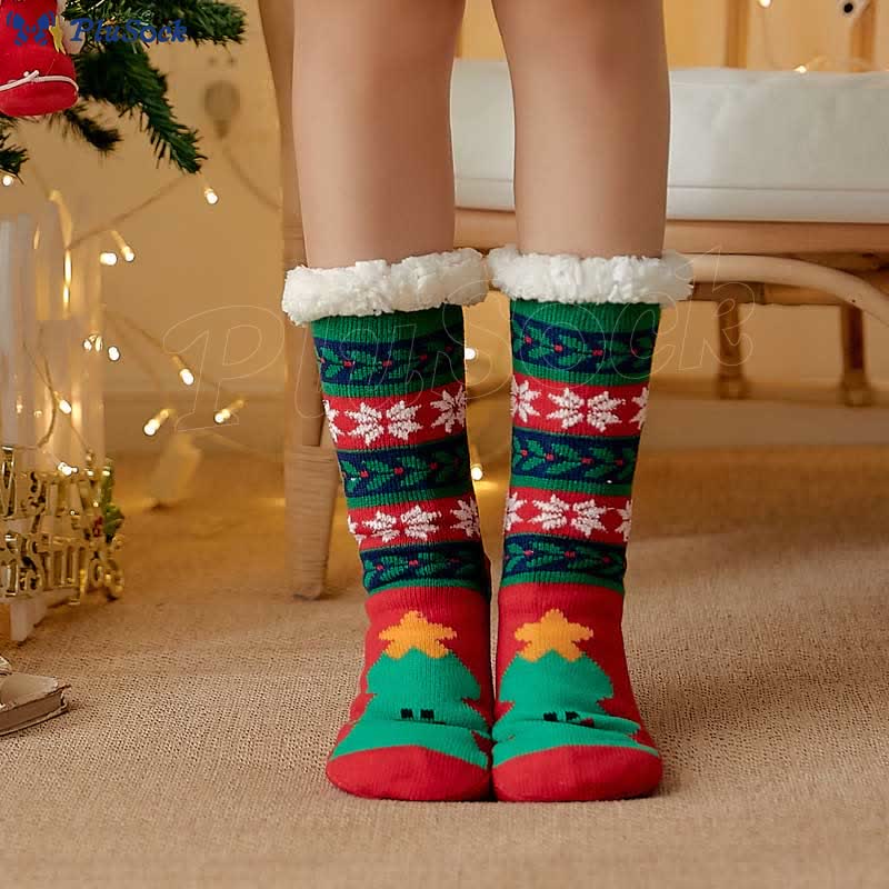 Plus Size Christmas Tree Gifts Slipper Socks(2 Pairs)