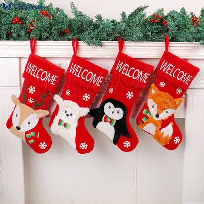 Plus Size Fox Sheep Deer Penguin Handing Socks(4 Pairs)