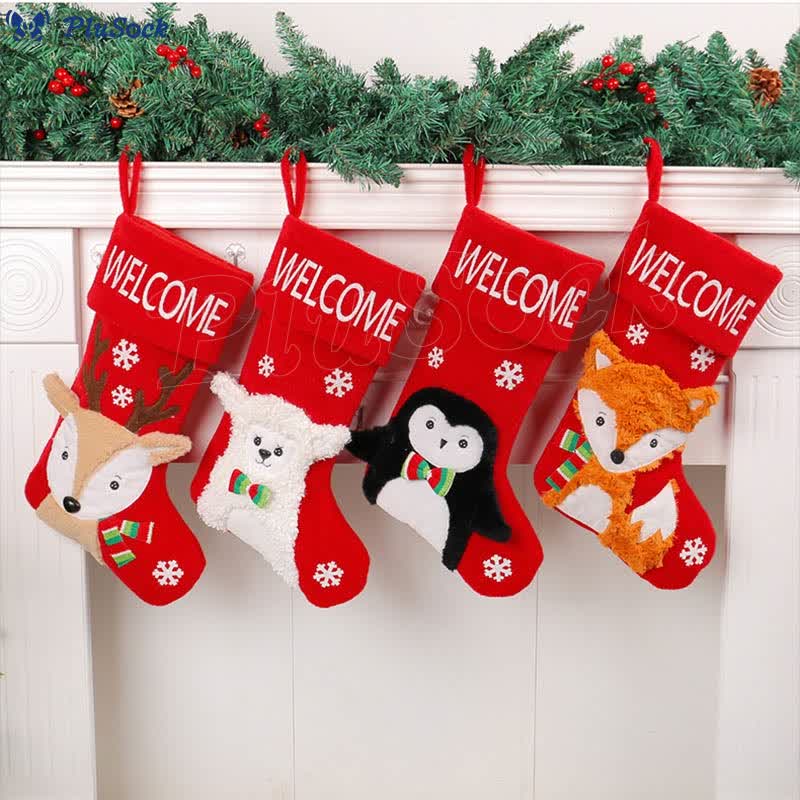 Plus Size Fox Sheep Deer Penguin Handing Socks(4 Pairs)