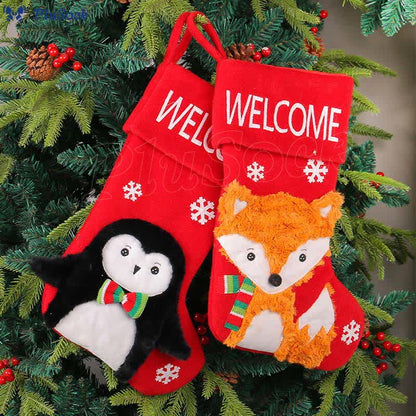 Plus Size Fox Sheep Deer Penguin Handing Socks(4 Pairs)