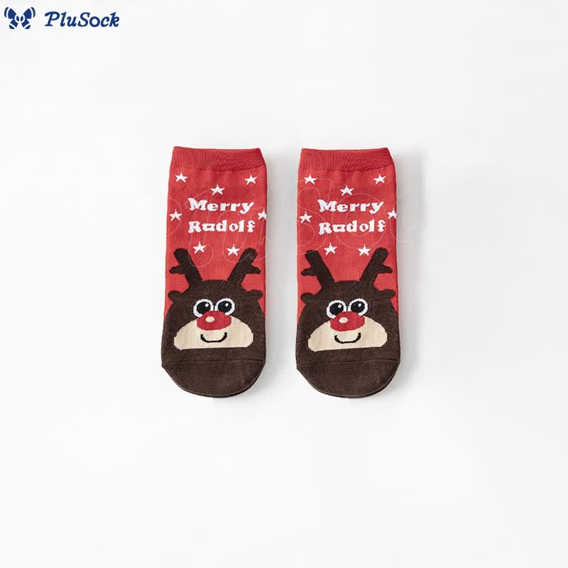 Snowman Moose Ankle Socks(8 Pairs)