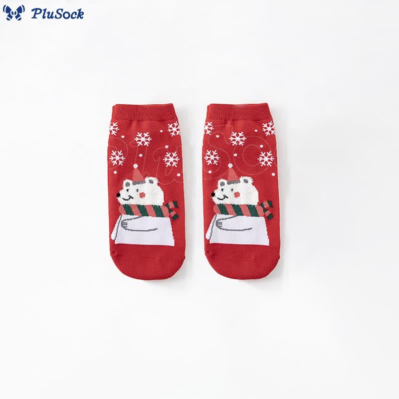 Snowflake Bear Ankle Socks(8 Pairs)