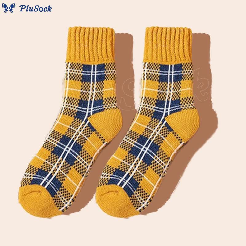 Plus Size Colorblock Plaid Quarter Socks(5 Pairs)