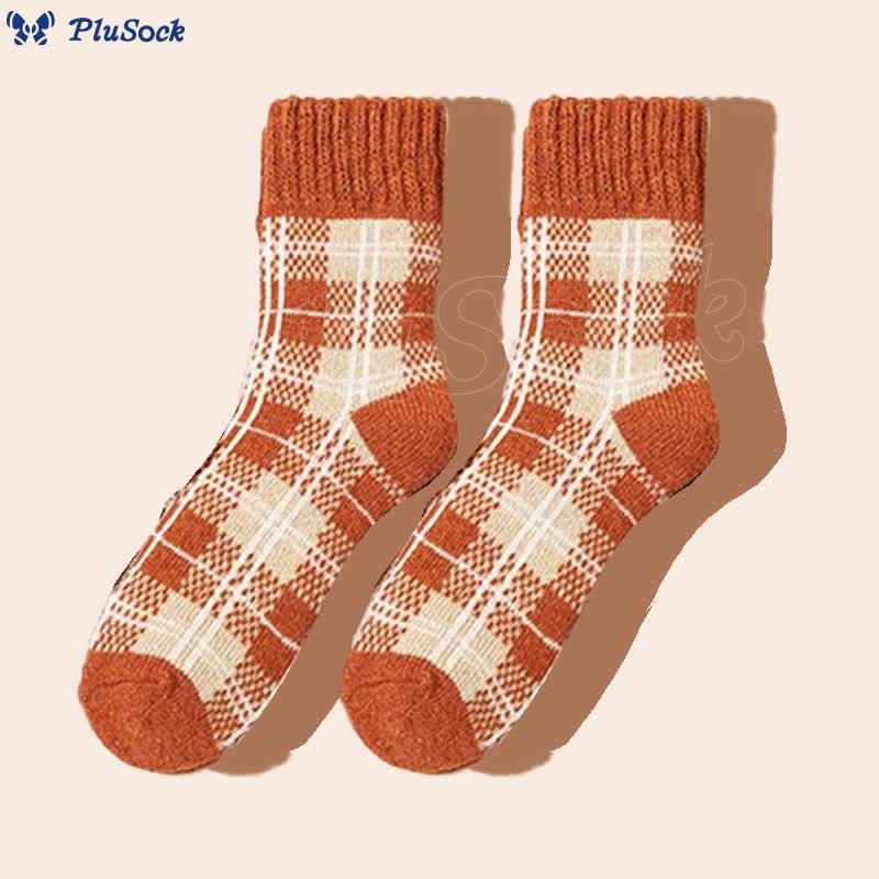 Plus Size Colorblock Plaid Quarter Socks(5 Pairs)