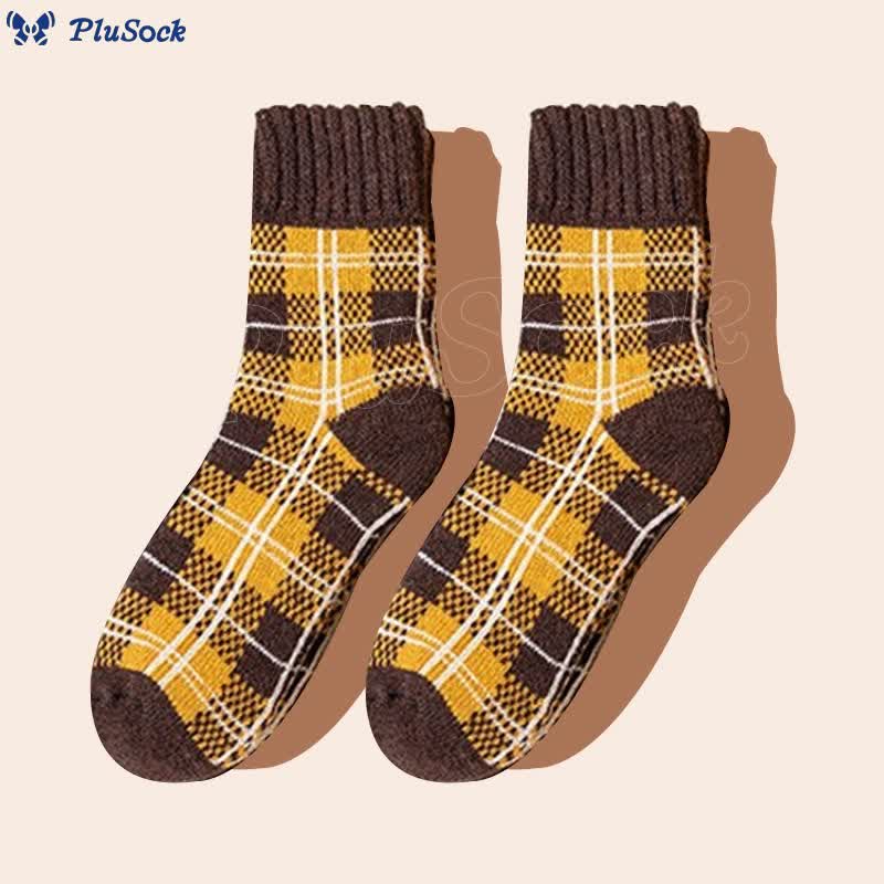 Plus Size Colorblock Plaid Quarter Socks(5 Pairs)