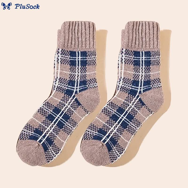 Plus Size Colorblock Plaid Quarter Socks(5 Pairs)