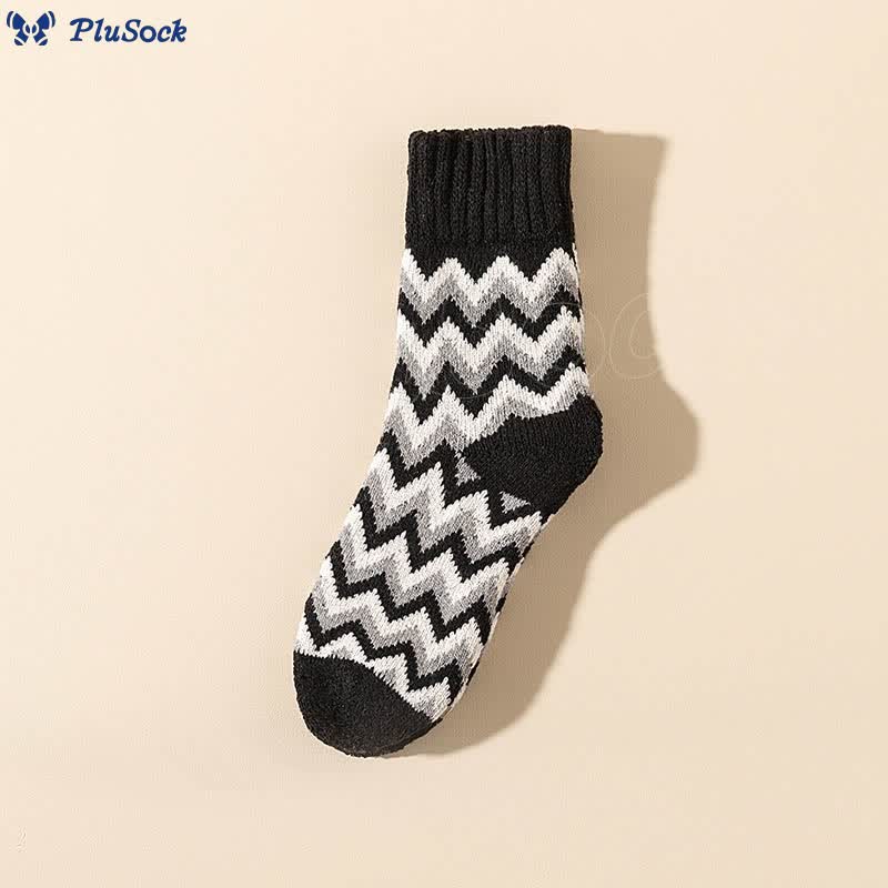 Plus Size Wave Plus Velvet Quarter Socks(6 Pairs)