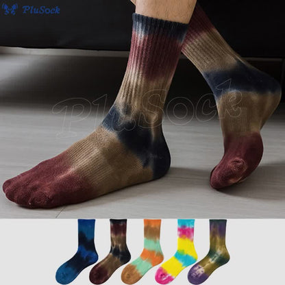 Plus Size Thick Tie Dye Quarter Socks(5 Pairs)