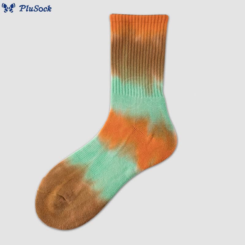 Plus Size Thick Tie Dye Quarter Socks(5 Pairs)