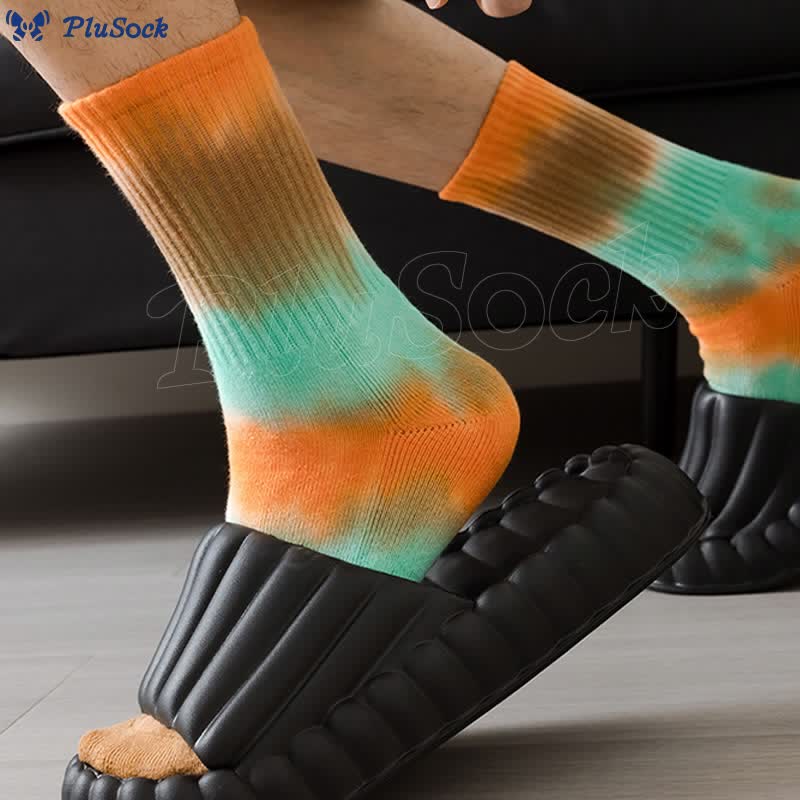 Plus Size Thick Tie Dye Quarter Socks(5 Pairs)