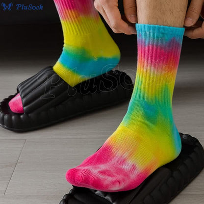 Plus Size Thick Tie Dye Quarter Socks(5 Pairs)