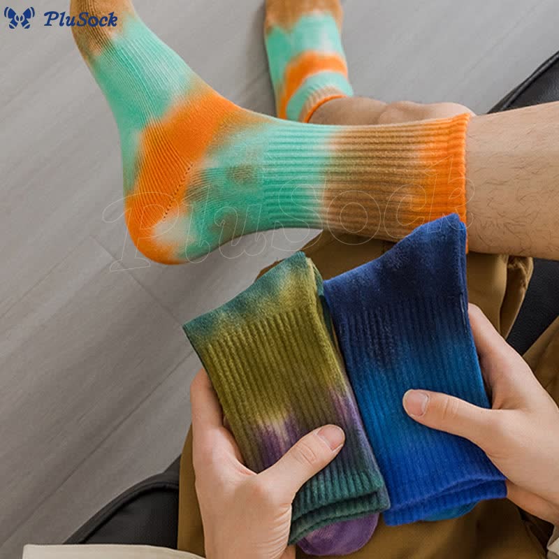 Plus Size Thick Tie Dye Quarter Socks(5 Pairs)