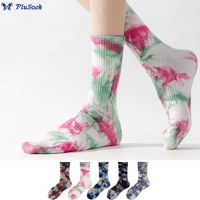 Plus Size Fashion Tie Dye Quarter Socks(5 Pairs)