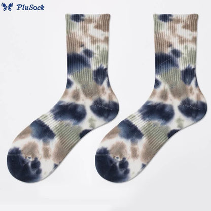 Plus Size Polka Dot Tie Dye Quarter Socks(4 Pairs)