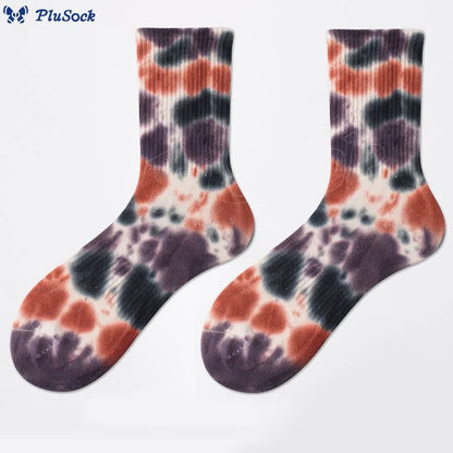 Plus Size Polka Dot Tie Dye Quarter Socks(4 Pairs)