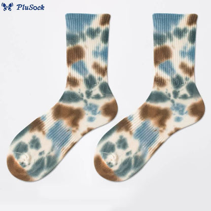 Plus Size Polka Dot Tie Dye Quarter Socks(4 Pairs)