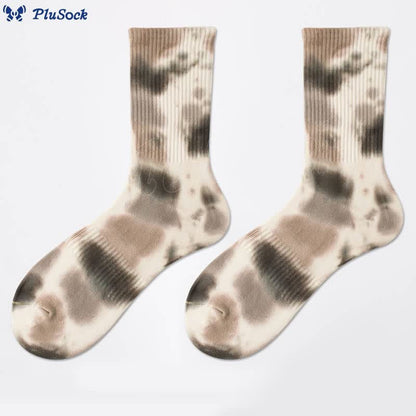 Plus Size Polka Dot Tie Dye Quarter Socks(4 Pairs)