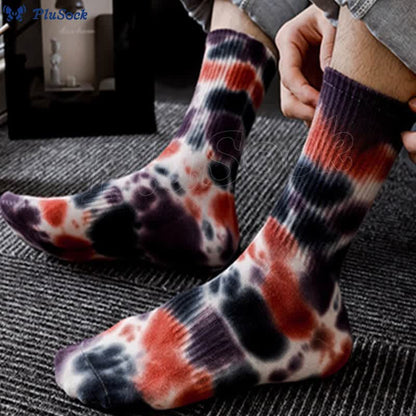 Plus Size Polka Dot Tie Dye Quarter Socks(4 Pairs)